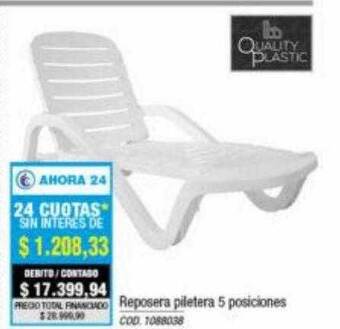 Reposera piletera 5 posiciones