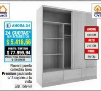 Rio Shop Deco Placard puerta corrediza linea premium jacaranda orlandi oferta