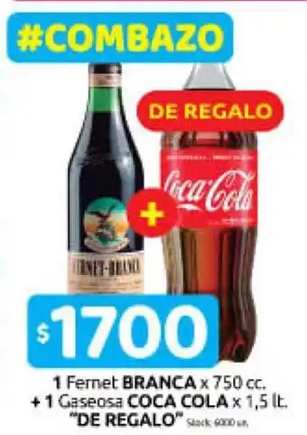 1 fernet branca + 1 gaseosa coca cola de regalo