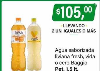 Supermercados Damesco Agua saborizada liviana fresh, vida o cero baggio oferta