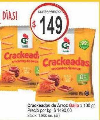 Supermercados Becerra Crackeadas de arroz gallo oferta