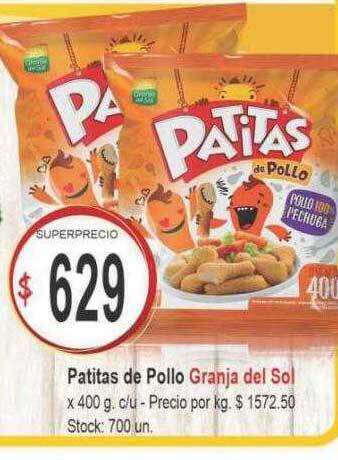 Supermercados Becerra Patitas de pollo granja del sol oferta