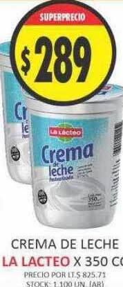 Supermercados Becerra Crema de leche la lacteo oferta