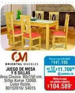 Perozzi Om juego de mesa y 6 sillas oferta