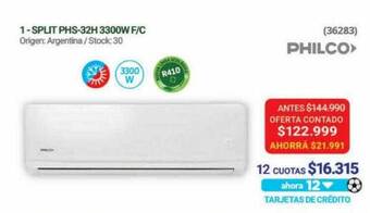 Hendel Split phs-32h 3300w f c philco oferta