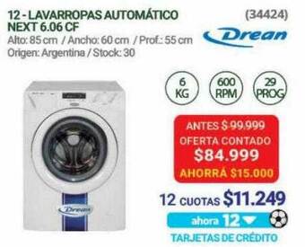 Hendel Lavarropas automático next 6.06 cf drean oferta