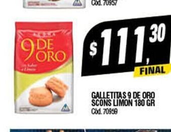 Supermercados Yaguar Galletitas 9 De Oro Scons Limon 180gr oferta