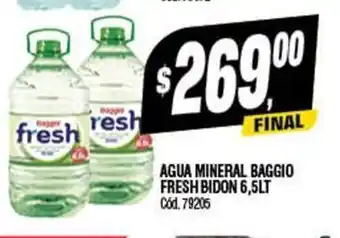 Supermercados Yaguar Agua Mineral Baggio Fresh Bidon 6.5lt oferta