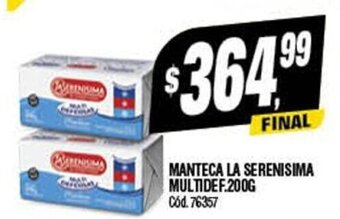 Supermercados Yaguar Manteca La Serenisima Multidef. 200g oferta