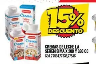 Supermercados Yaguar Cremas De Leche La Serenisima x 200 Y 330cc oferta