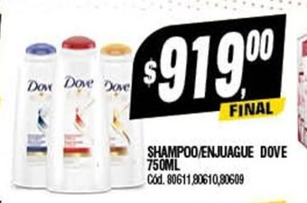 Supermercados Yaguar Shampoo/Enjuague Dove 750ml oferta
