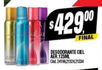 Supermercados Yaguar Desodorante Ciel Aer. 123ml oferta