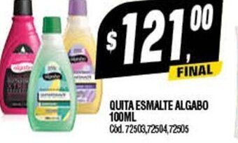 Supermercados Yaguar Quita Esmalte Algabo 100ml oferta