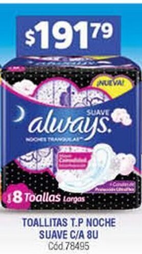 Supermercados Yaguar Toallitas T.P Noche Suave C/A 8U oferta