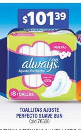 Supermercados Yaguar Toallitas Ajuste Perfecto Suave 8un oferta