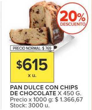Carrefour Pan dulce con chips de chocolate 20% descuento oferta