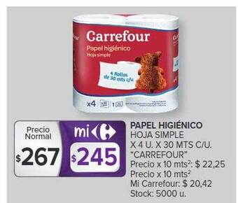 Carrefour Papel higiénico hoja simple carrefour oferta