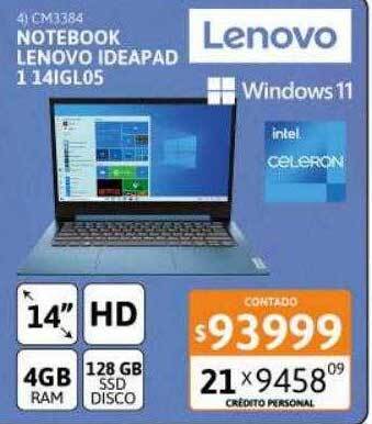 Cetrogar Notebook lenovo ideapad 1 14igl05 oferta