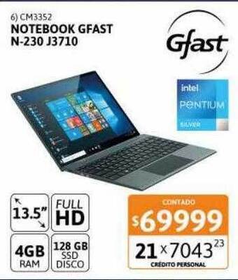 Cetrogar Notebook gfast n-230 j3710 oferta