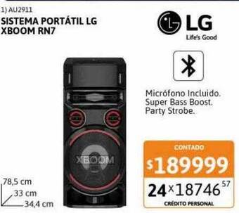 Cetrogar Sistema portátil lg xboom rn7 oferta