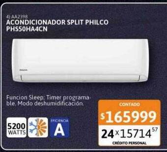 Cetrogar Acondicionador split philco phs50ha4cn oferta
