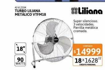 Cetrogar Turbo liliana metálico vtfm18 oferta