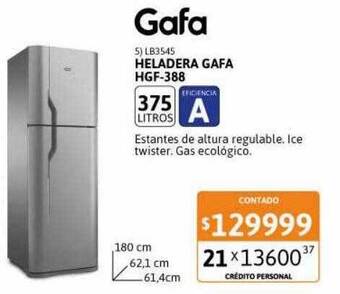 Cetrogar Heladera gafa hgf-388 oferta