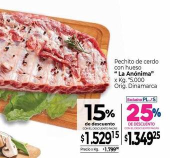 La Anonima Pechito de cerdo con hueso oferta