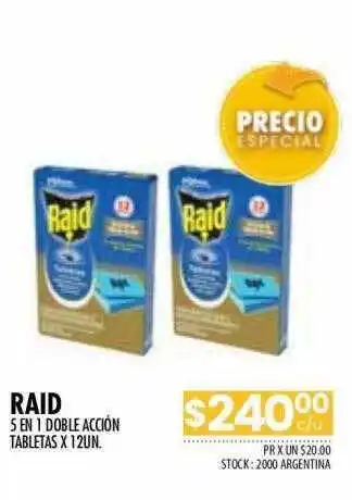 Pigmento Raid 5 en 1 doble acción tabletas oferta