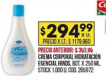 Coto Crema corporal hidratación esencial hinds oferta