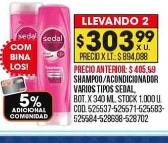 Coto Shampoo acondicionador varios tipos sedal oferta