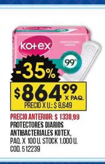 Coto Protectores diarios antibacteriales kotex oferta