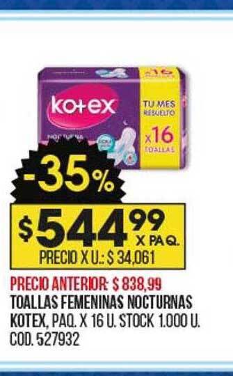 Coto Toallas femeninas nocturnas kotex oferta