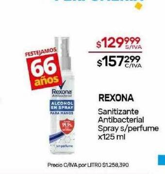 Nini Mayorista Rexona sanitizante antibacterial spray s-perfume oferta