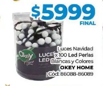 Diarco Luces Navidad x 100 LED Perlas Blancas y Caolores Okey Home oferta