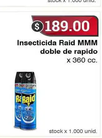 Supermercados Mayor Insecticida Raid MMM Doble De Rapido 360cc oferta
