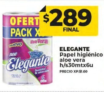 Supermayorista Vital Elegante Papel Higiénico Aloe Vera h/s 30mt x 6u oferta