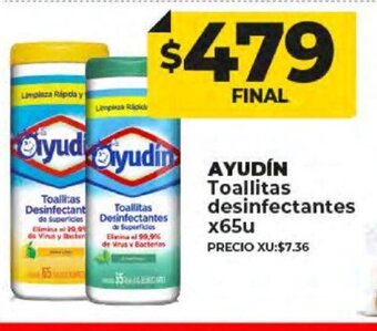 Supermayorista Vital Ayudín Toallitas Desinfectantes x 65u oferta