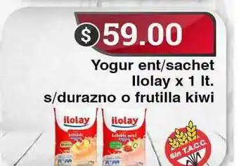 Supermercados Mayor Ilolay Yogur Ent/sachet x 1lt. S/durazno O Frutilla Kiwi oferta