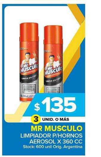 Carrefour Maxi Mr Musculo Limpiador P Hornos Aerosol x 360cc oferta