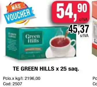 Maxiconsumo Te Green Hills x 25 saq oferta