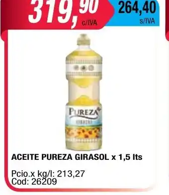 Maxiconsumo Aceite Pureza Girasol x 1,5 lts oferta