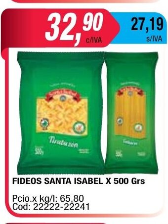 Maxiconsumo Fideos Santa Isabel x 500 grs oferta