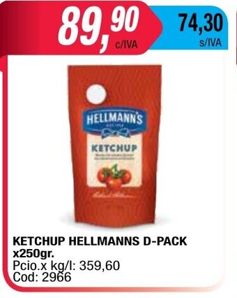 Maxiconsumo Ketchup Hellmanns D-Pack x 250gr oferta
