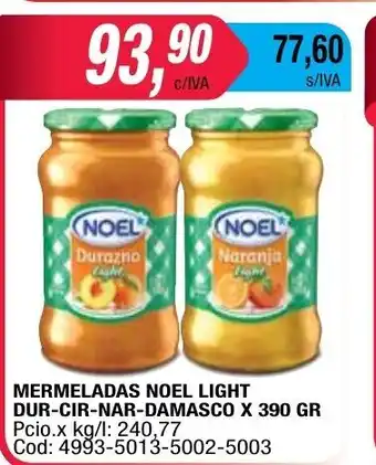 Maxiconsumo Mermeladas Noel Light Dur-Cir-Nar-Damasco x 390gr oferta