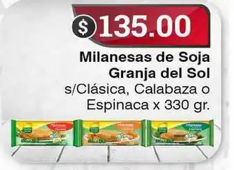 Supermercados Mayor Milanesas de Soja Granja del Sol 330gr oferta