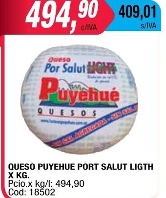 Maxiconsumo Queso Puyehue Port Salut Ligth x kg oferta