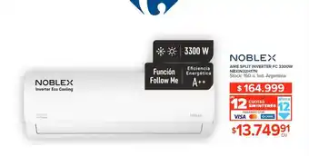 Carrefour Noblex aire split inverter fc 3300w nbxin32h17n oferta