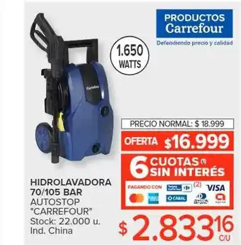 Carrefour Hidrolavadora 70 105 bar autostop carrefour oferta