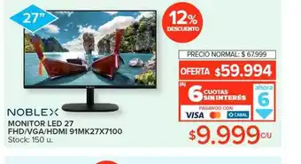 Carrefour Noblex monitor led 27 fhd vga hdmi 91mk27x7100 oferta